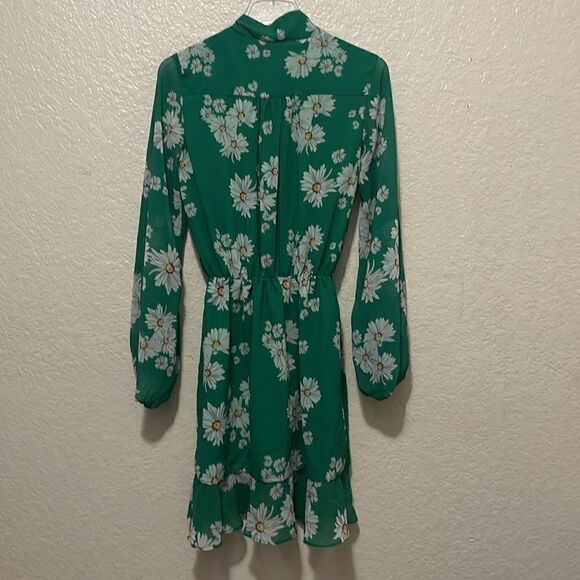 Alexia Admor Kathlyn Blouson Ruffle Skirt Dress In Green Daisy Size 2 - Picture 4 of 11